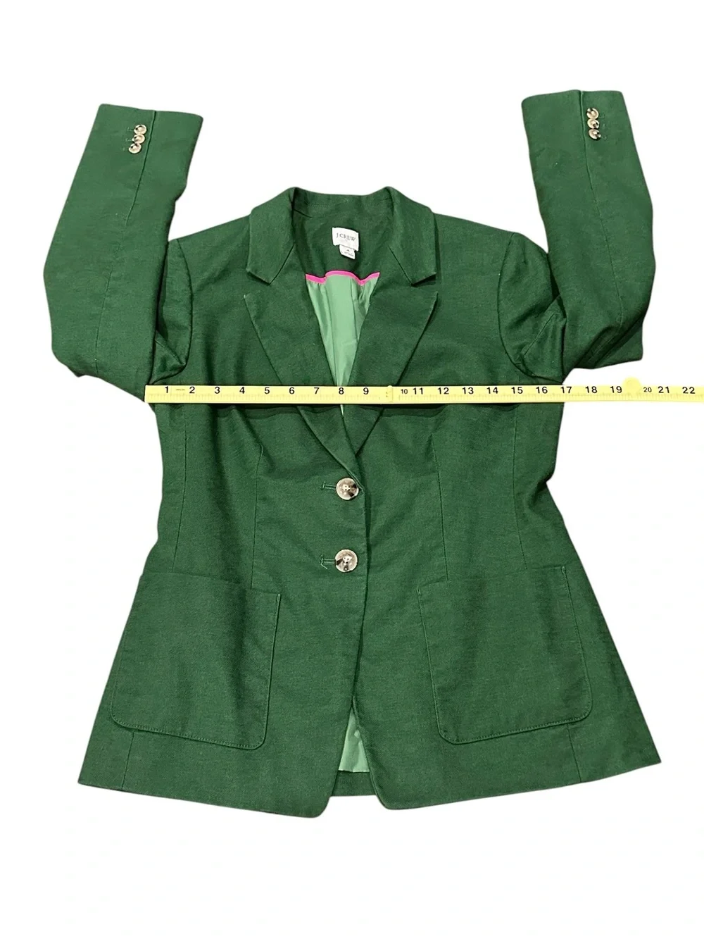 J. Crew Factory Women’s Green Refined linen-blend blazer Preppy Classic Size 4
